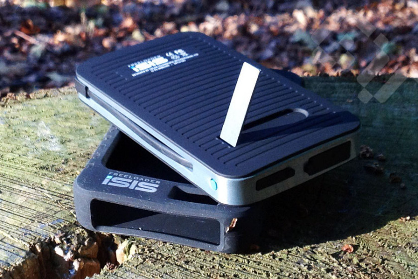 The iSIS Freeloader Solar Phone Charger has a built in support stand to help position the device when solar charging