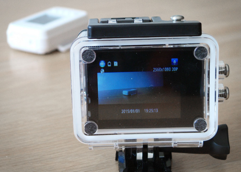 A view of the LCD display on the rear of the BlackView Hero 2 Action camera