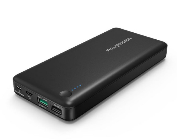 The RAVPower Turbo+ power bank featuring the latest quick charge 3.0 and a type C USB input and output