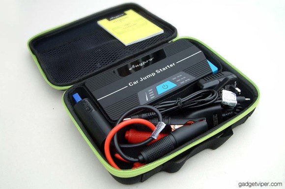 The AnyPro car jump starter and all it's accessories