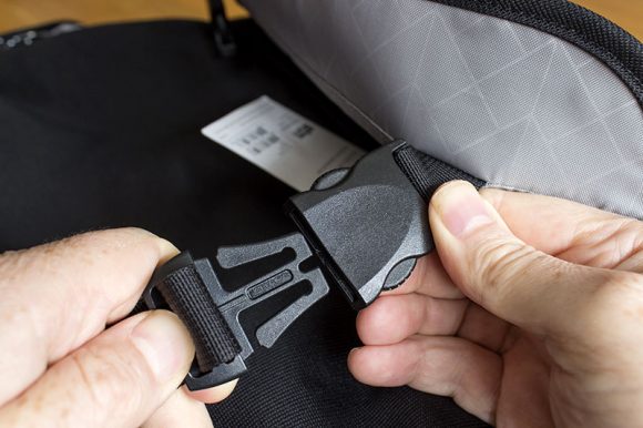 The quick release buckles on the STM Radial laptop bag