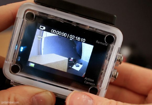 The display screen on the Aukey Action Camera