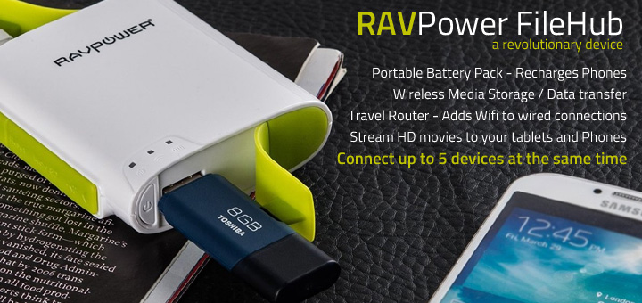 Ravpower FileHub Plus, Wireless Travel Router, Portable SD Card,HDD  Backup Unit, DLNA NAS Sharing Media Streamer 6700mAh External Battery Pack  for Android, Laptop, Cellphone, Ipad Pro 39.99