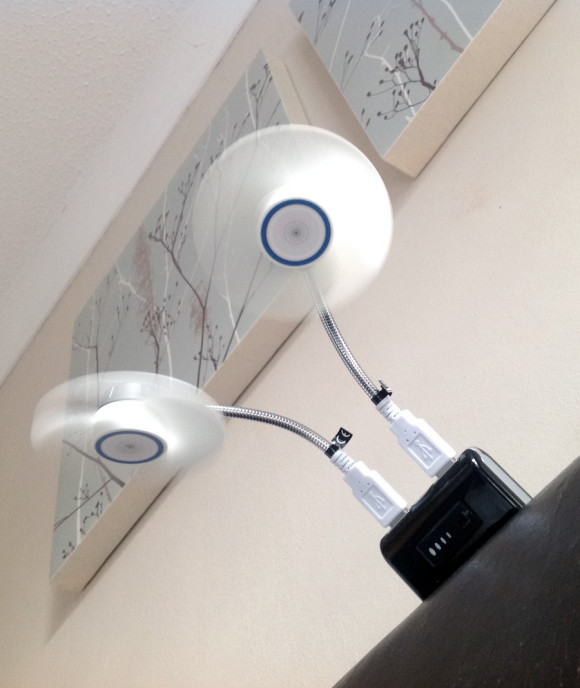 Using a portable phone charger to power a USB fan in the bedroom