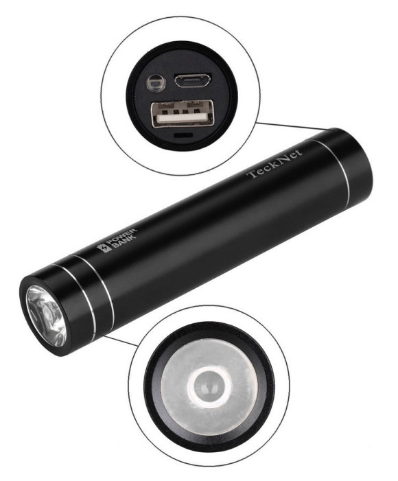 The 150 Lumen TeckNet LED torch and powerbank phone charger
