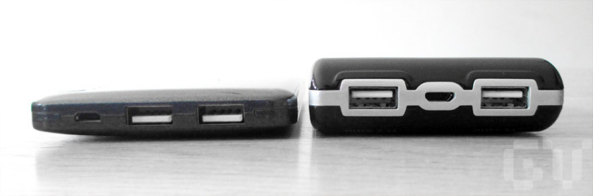 The Power Theory 10000mAh power bank compared to the 10400mAh RAVPower Element