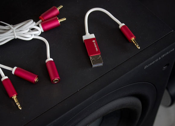 The RCA, and AUX cable that comes with the Firefly Bluetooth Music Receiver
