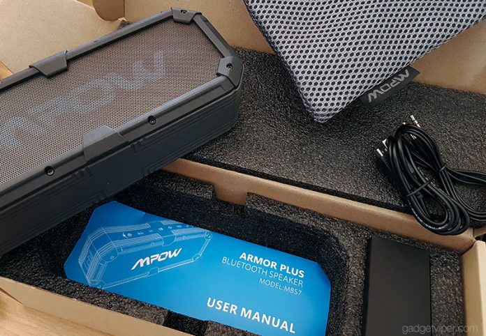 A look at the MPOW Bluetooth speaker box for the Armor Plus Portable Speaker - Model MBS7