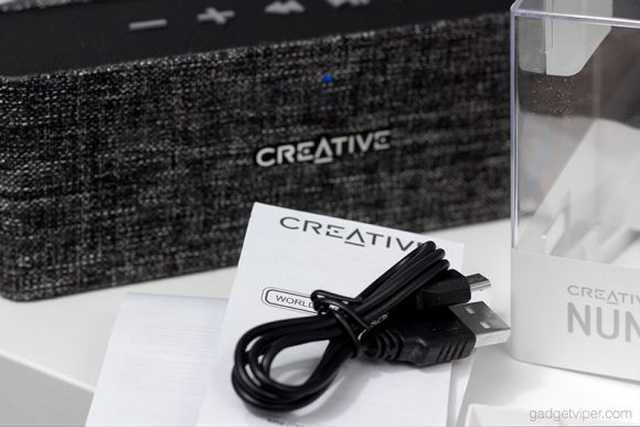 A look at the items inside the Creative Nuno Bluetooth speaker