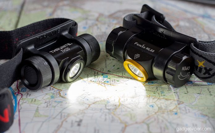 A head to head headlamp comparison between the Thrunite TH20 and the Fenix HL23 head torch