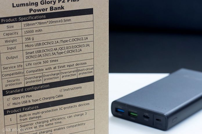 The Lumsing Glory P2 Plus power bank - specifications