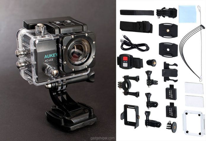 The Aukey Sports Action Camera and its accessories