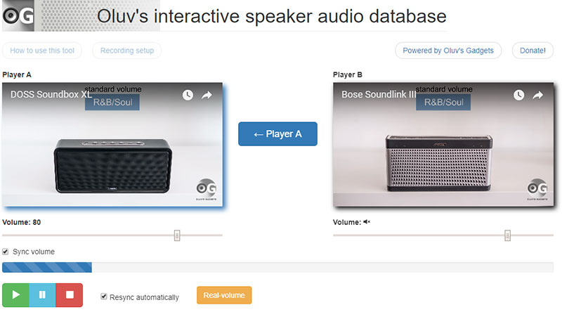 Oluv's A/B Bluetooth speaker testing