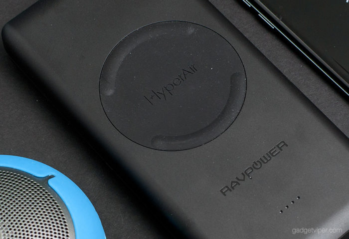 The Qi charging pad on the RavPower portable wireless charger