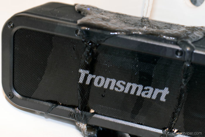 The Tronsmart Element Force Bluetooth speaker run underneath a tap.